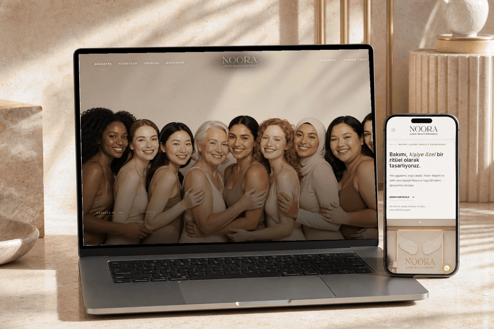 Noora Luxury Beauty Experience: Lüks Güzellik Merkezi Web Tasarımı, E-Ticaret ve SEO Projesi